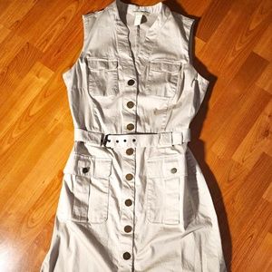 Women's Banana Republic Khaki Safari Style Dress w/Cargo Pockets/Wide Belt/Sz 6